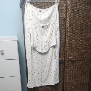 Commense White Floral Tank And Skirt Set